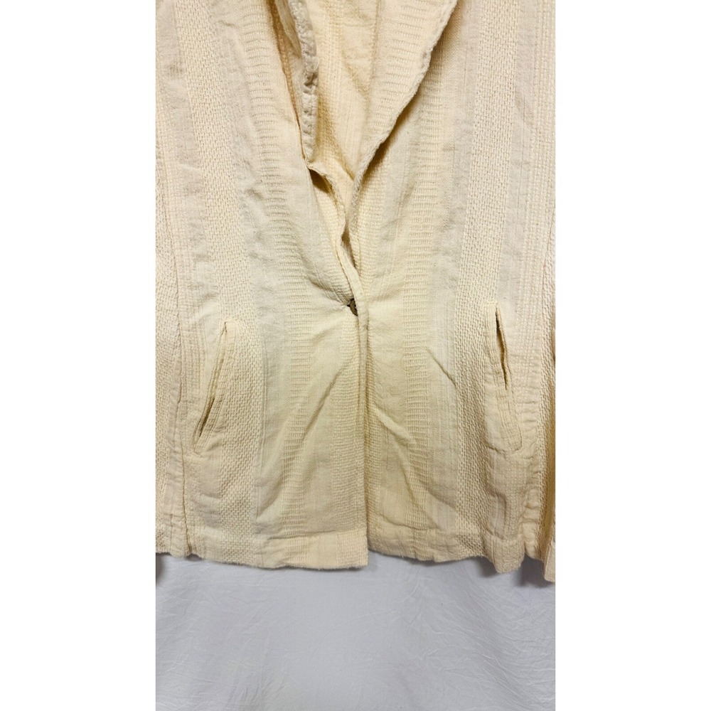 Free People Linen Blend Blazer Beige Cream Size XS Double Pockets Single Button - Picture 2 of 7